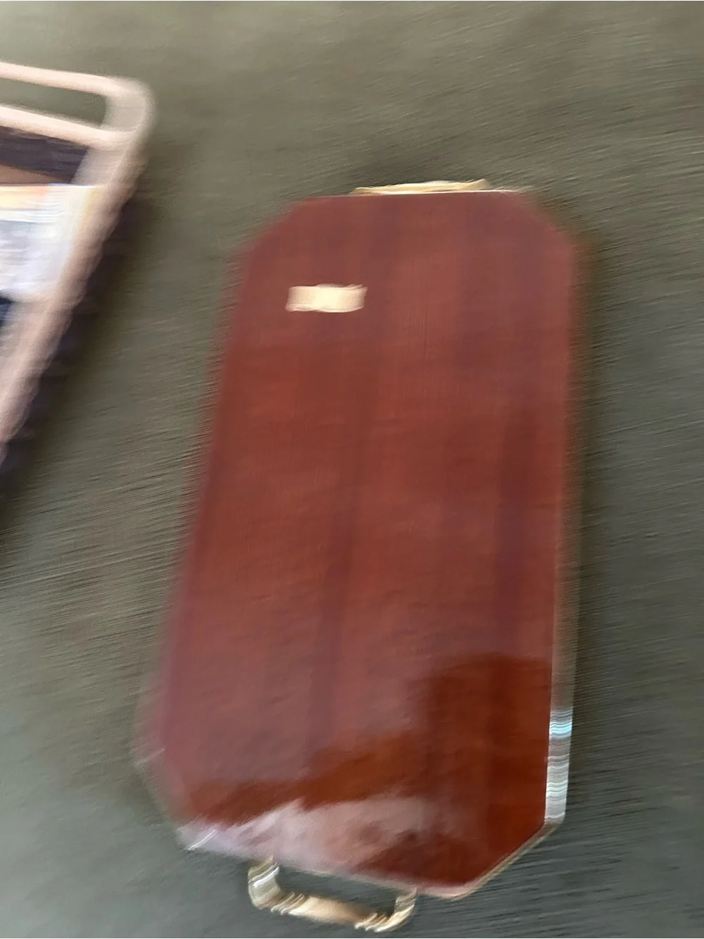 Floral Inlaid Burgundy Serving Tray Sorento brass as is